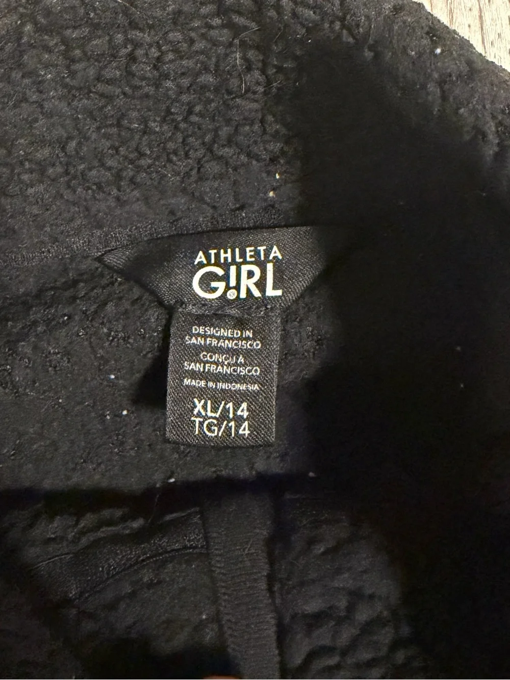 Athleta Girl Jacket XL Pullover Black Sherpa School Casual